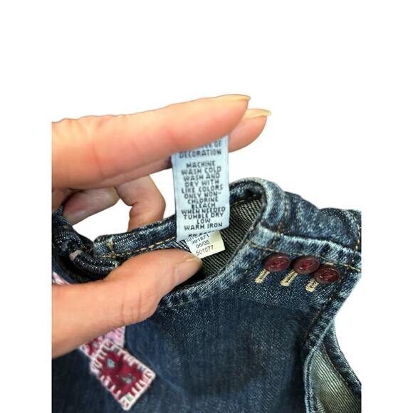 Vintage Y2K Baby Gap Paisley Patchwork Denim Dress Romper size 12-18 months - Picture 4 of 6